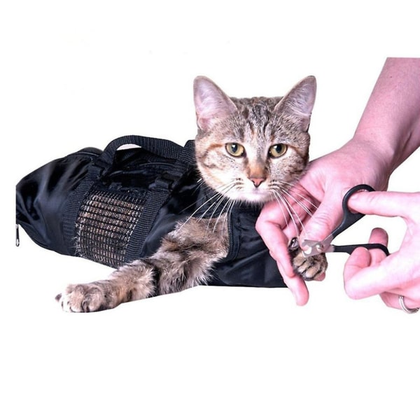 Heavy Duty Mesh Cat Grooming Badhållningsväska för att klippa naglar