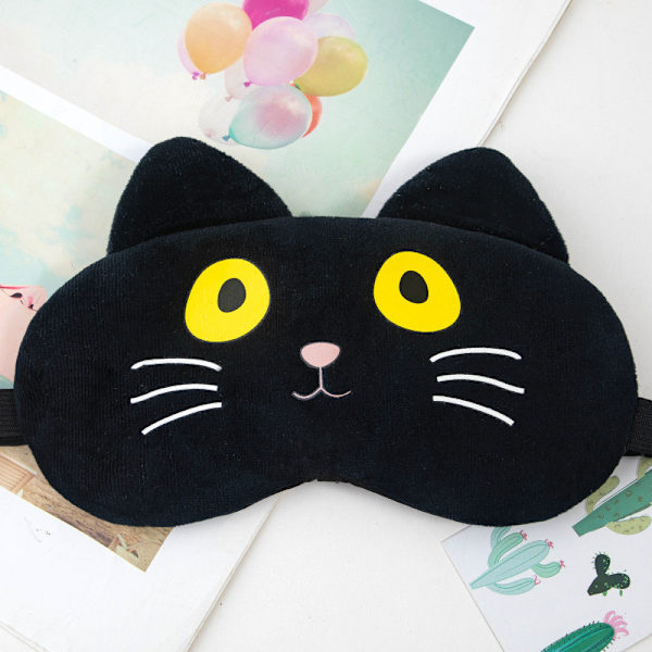 Haysandy Söt Ögonmask för Sömn 3 Stycken Tecknad Hund Ansikte Ögonskydd Rolig Djur Katt Sovmask Mjuk Lättvikt Natt (Katt)