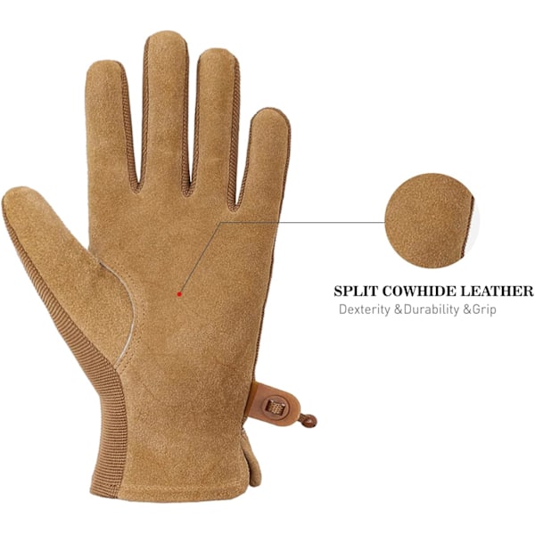 Havearbejdshandsker til kvinder - Fleksible & Holdbare, Åndbare Utility Arbejdshandsker, Robust Læder Havehandsker (Small, khaki)
