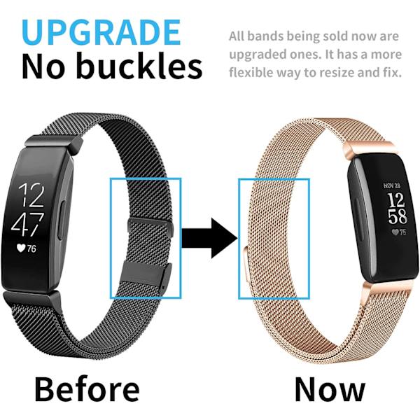 2-pakks bånd kompatibel med Fitbit Inspire 2/ Inspire HR/ Inspire, rustfritt stål mesh-erstatning