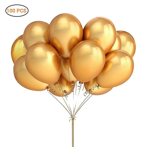 100 st guld pärla latex ballonger metalliska helium ballonger för bröllopsfödelsedagsfest