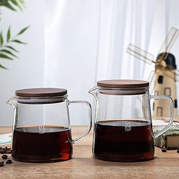 Glas kaffekande kaffemaskine med låg, isoleret glaskande kaffemaskine isoleret klar kande til juice te kaffe vand (500 ml) Transparent Transparent 500ml