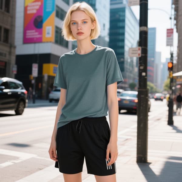 Nye afslappede tynde åndbare hurtigtørrende shorts til mænd til sommerbrug Set - Women's Black Plus Size