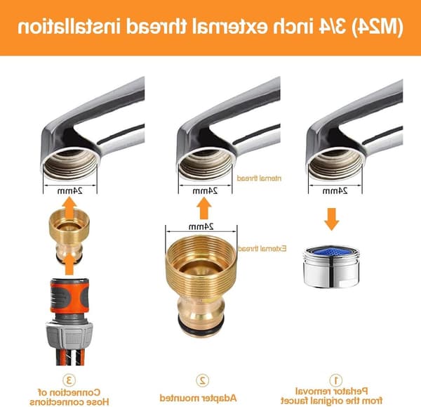 Universal vandhaneadapter til blandingsbatteri messing slangeadapter vandhaneadapter 2 stk.