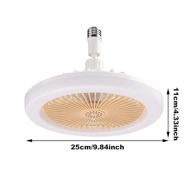 Ny 30W loftsventilator med lyspære E27 konverterbase med fjernbetjening til soveværelse stue stille 3 hastigheder 3 farver dæmpbar Yellow