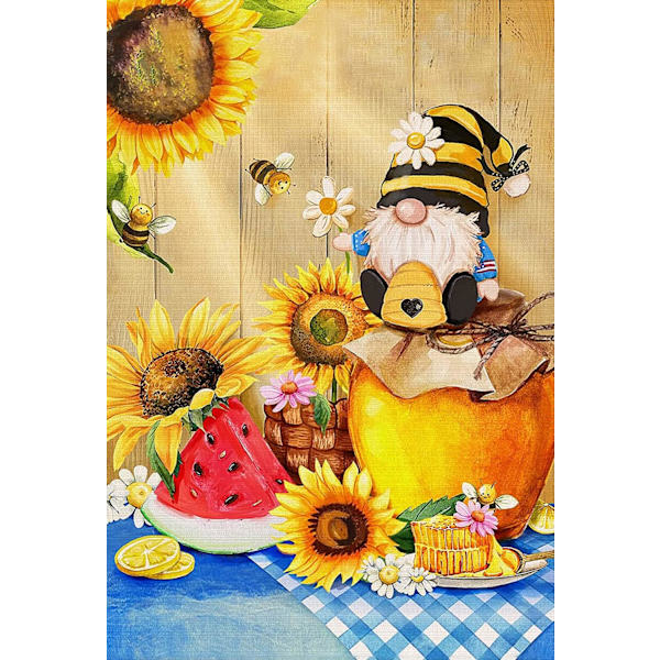 Gnome Honeybees Timanttimaalaus 30x40cm Sarja Auringonkukat Aikuisille