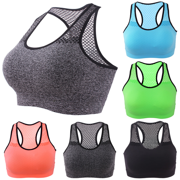 Women's One Piece Sports Underwear Without Steel Ring Mesh Stylish Gray