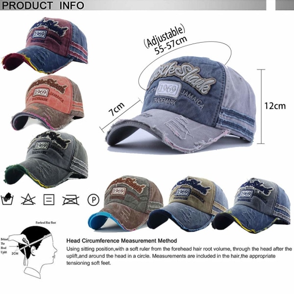 Baseball- cap Vintage Urheilu casual aurinkohattu Unisex Säädettävä Distressed Pesty Puuvillainen Snapback Trucker Hat (harmaa)