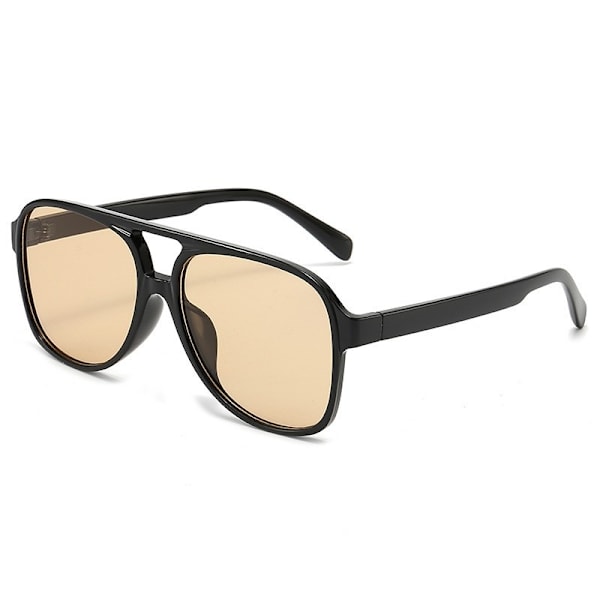 Retro 70s Aviator Polaroid aurinkolasit Black frame light tea leaves