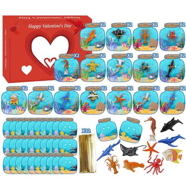För barn - 24/32-pack Insekter Havsdjur Fjärilar Kort Bulk - Roliga Valentine Exchange Cards Hög rea