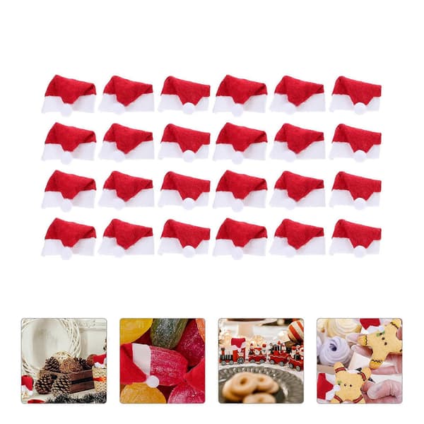 24 st Dulces Navideos Små Tomtehattar Dockor Mini Elfhattar Juldekoration Mini Julhattar