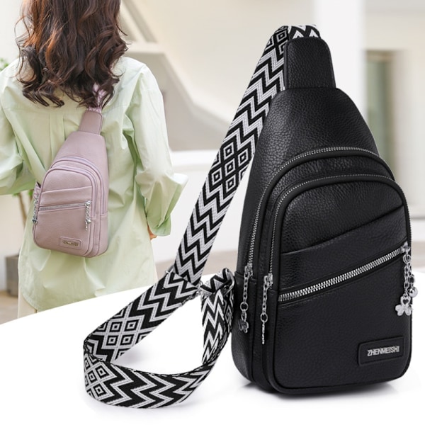 Slyngeveske for kvinner, belteveske for kvinner, SVART black