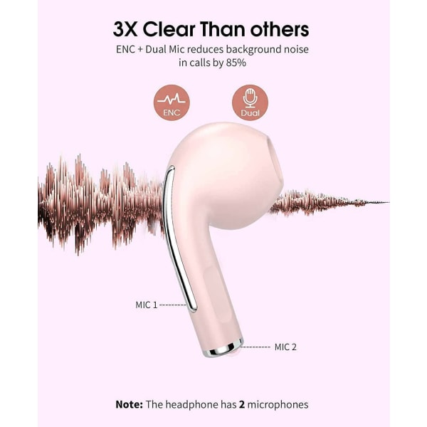 Bluetooth 5.0 in-ear hörlurar, trådlösa hörlurar med mi