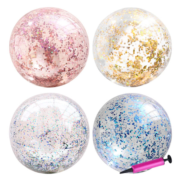 4-pakning 16-tommers oppblåsbare glitter strandballer konfetti strandballer_xx