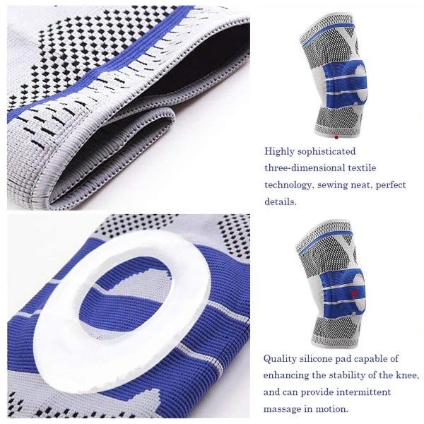 One Piece Sports Knee Pads Silicone Spring Strip Support Pressure Strap Knee Pads Men Women Anti-slip Sports Knee Pads