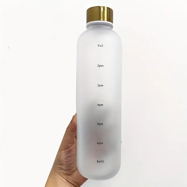 Vedenpullo - Juomapullot - 1L Muovipullo - Vedenpullo - Vedenpullo Aika-merkinnällä - Aikuiset - Juomapullo Lapsille - Valkoinen - 1000ml White 1000ml