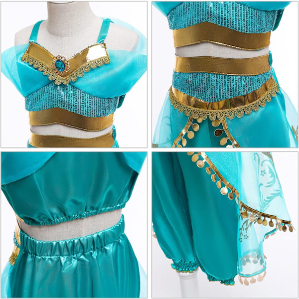 Flickperuk, Aladdin prinsessdräkt, jul födelsedagsfest, Halloween karneval, cosplay, barnkläder 100cm