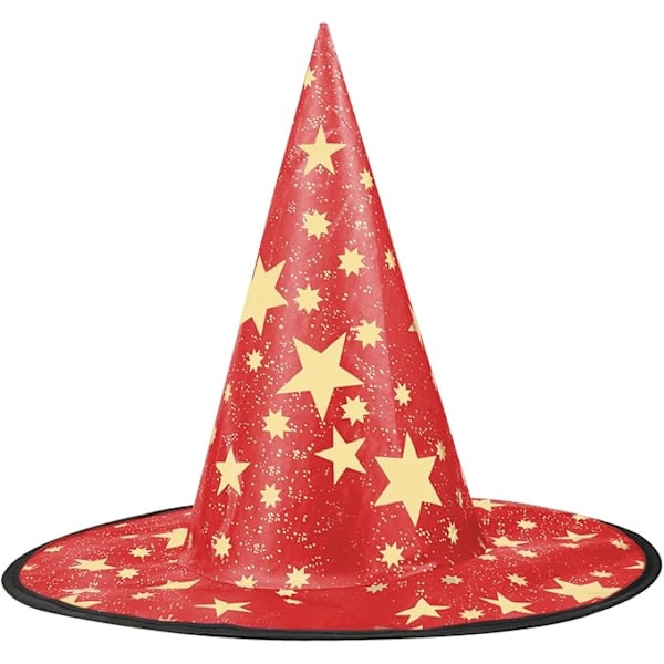 Heksehatt for barn, 38x36cm femspisset stjerne heksehatt for barnekostyme & cosplayfestgård for barnas festgaver festivalantrekk (stjernehatt rød) Star hat red