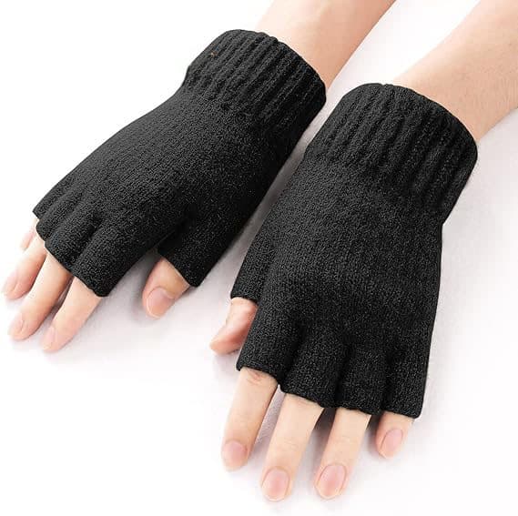 Vinter Touchscreen Handsker Unisex Bløde Varme Femfingre Design 16 cm Sort