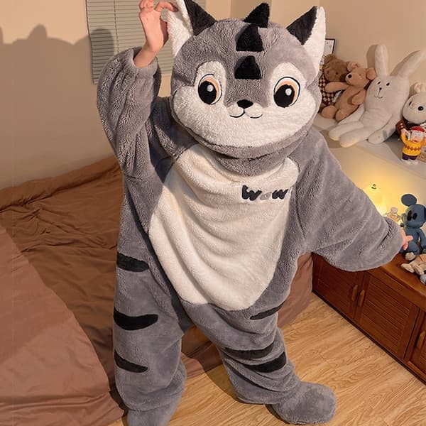 Halloween Græskar Onesie Pyjamasdragt til kvinder, varm koralfleece, kostume til efterår og vinter Brown bear - barefoot XL (size 2)
