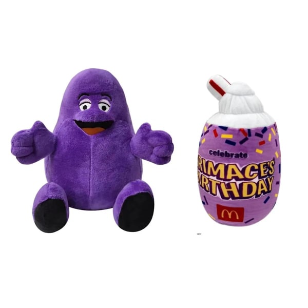 1-2 st Grimace födelsedag Grimace plyschleksak Grimace Shake plyschfärg docka spel fylld djur mjuk leksak maskot flaska present pojke barn en uppsättning av a set of 2 About 20cm