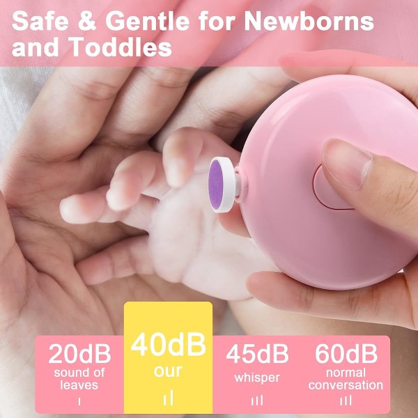 Baby sähköinen kynsiviila, 6 in 1 sähköinen kynsiviila set, hiljainen ja turvallinen baby kynsileikkuri, vauvojen kynsienhoito, lahja vastasyntyneille
