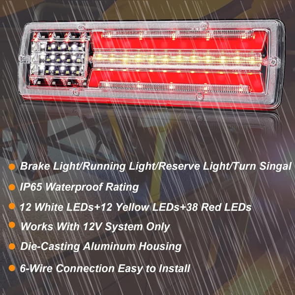 2 st 12V LED Släpvagn Bakljus Multifunktionella Bakljus Back Broms Blinkers