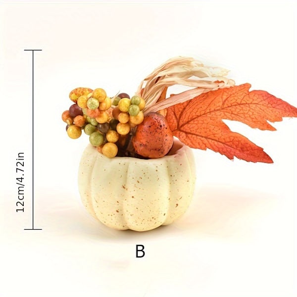 Thanksgiving Dekorationssæt med 6 Kunstige Græskar, Bær, Egern, Fyrrekogler og Grøntsager til Høst, Efterårsbord, Hjem, Køkken, Fest
