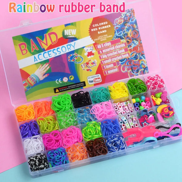 Loom Bands Kit Loom bands , joissa on Loom ja Hook Rainbow -nauhanauhat rannekoruihin