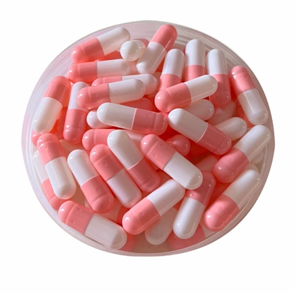1000 st Tomma Hårda Lösa Gelatinkapslar Storlek 0# Gel Medicin En Storlek Rosa och Vit_xx Pink and white closes