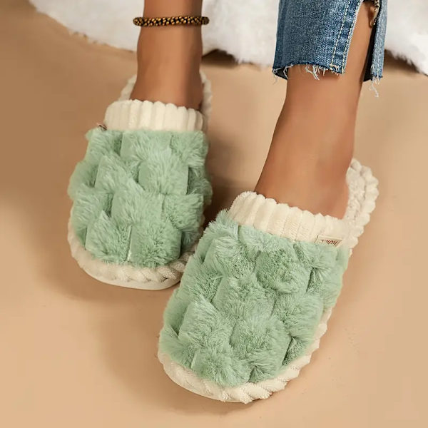 Vinterpels Lukkede Tå-Tøfler, Hyggelige & Varme Bløde Sål Slip-On Fuzzy Sko
