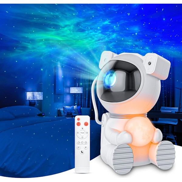 Astronaut Galaxy-projektor, Stjerneprojektor med Timer og Fjernkontroll, Galaxy-projektor med Månelampe, LED Nebula Nattelys