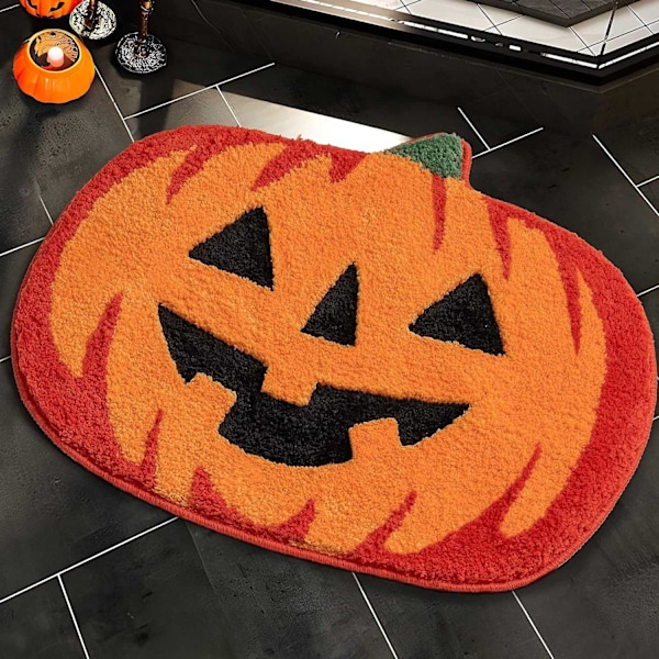 Halloween badeværelse indretning efterår græskar badeværelse tæpper skridsikre sjove søde badeværelse tæpper til badeværelse bruser absorberende måtte - Perfet