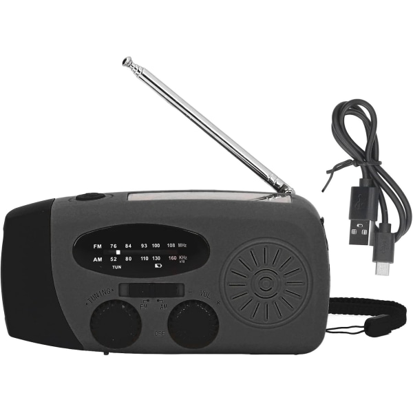 Håndsving Radio Håndsving Solar Radio med LED lommelygte Bærbar FM AM WB USB Radio