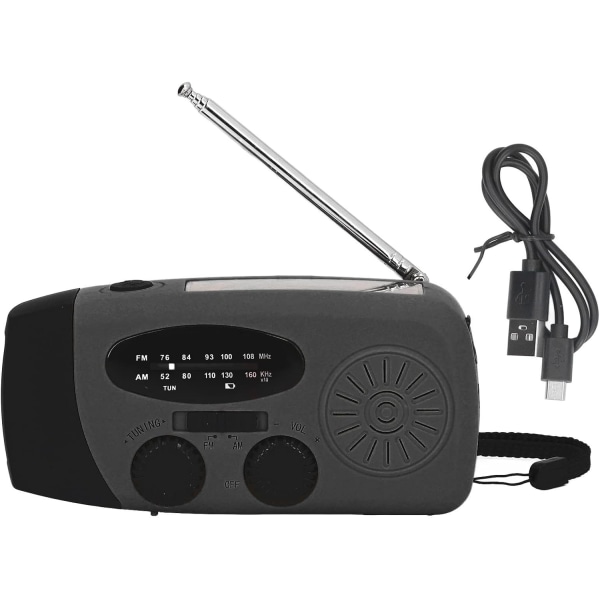 Handvev Radio Handvev Solar Radio med LED Ficklampa Bärbar FM AM WB USB Radio