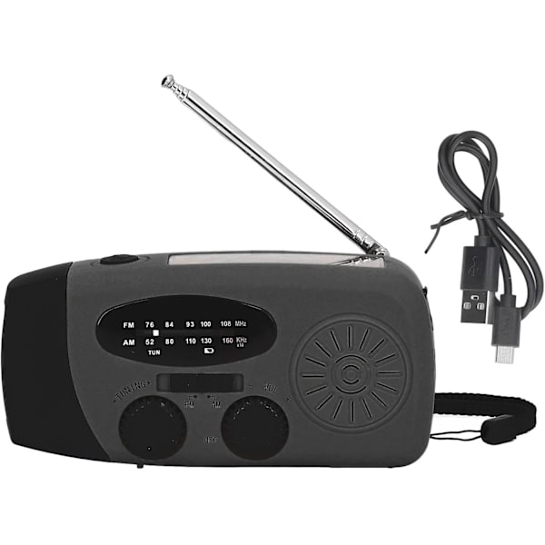 Veva Radio med Handvev, Solladdning, LED-ficklampa, Bärbar FM AM WB USB-radio