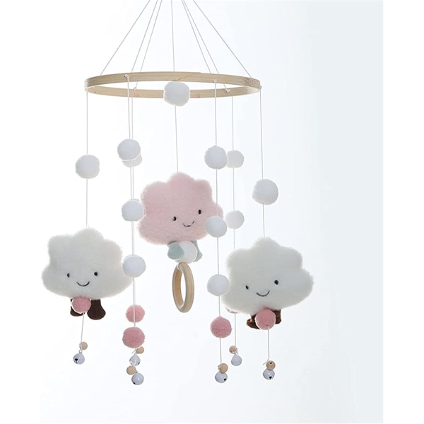 Baby tuulikello pinnasänky huopapalloilla 3D-pilvet Mobiili Bedbell Baby sänkyjen ripustuspeli Kännykkä lastenhuoneeseen Sängyn sisustus