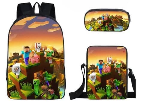 MINECRAFT Print Rygsæk 3-delt sæt til mellemskoleelever 2