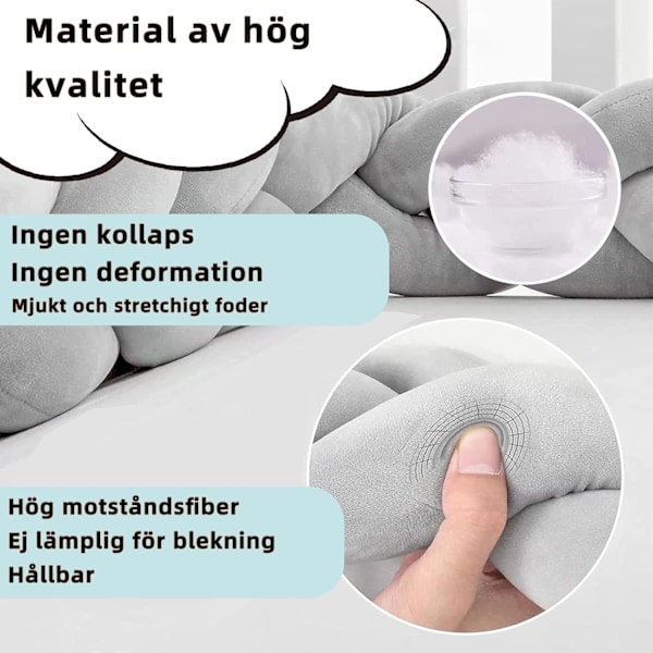 En-delt sprinkelsengspute, bomullsbaby pute, ideell for reiser, fløyels pute for babyer, 2,5m beige 2.5m