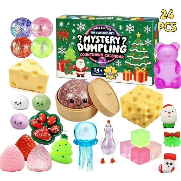 Squishy Bao Bun Julekalender – 24-dagers Nedtelling Blind Box, Myk Stressavlastende Leke 1