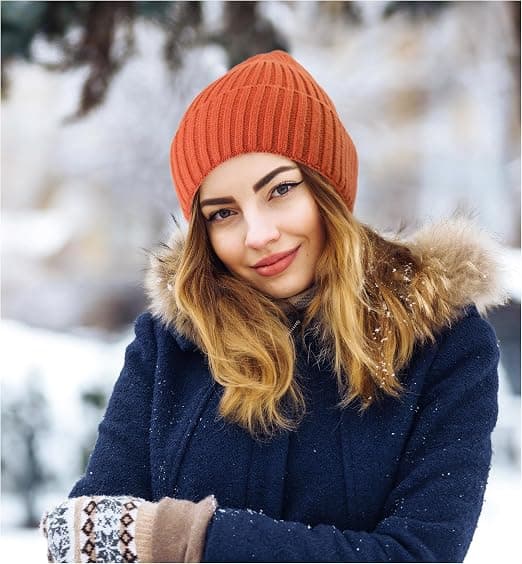 Varm Stickad Mössa För Män Kvinnor Barn Vintermössa Klassisk Daglig Orange Hatt