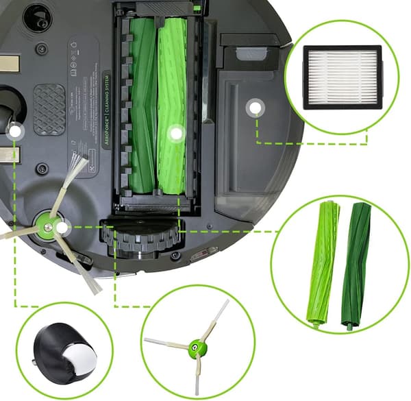 Udskiftningssæt kompatibelt med iRobot Roomba fejemaskinetilbehør til i7 i7+ E5 E6 800/900-serien