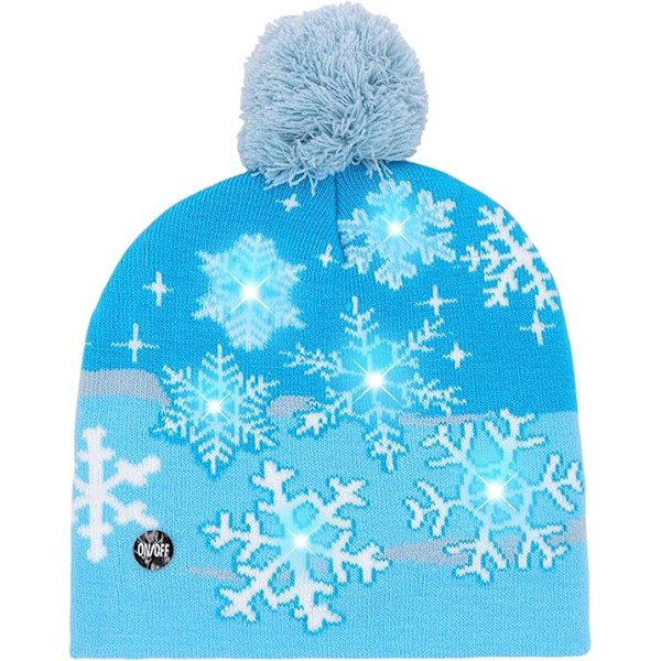 Julehatt med lys, Lysende julehatt Julelue 6 fargerike lys Unisex strikket lue Høytid for fest