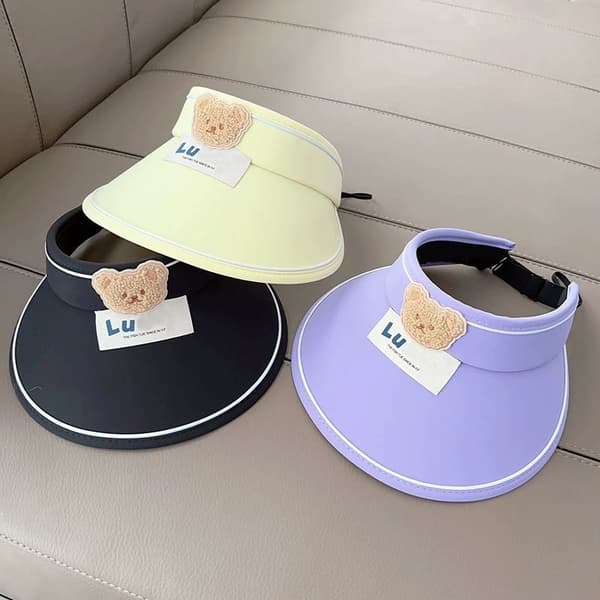 Sød solhat til børn med bred skygge, til sommerudflugter, Candy Bear - Blue