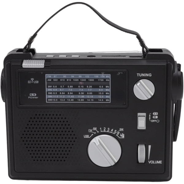 Handvevad Radio AM FM SW Multiband LED Nödradio med MP3-spelare U-disk Lagringskortplats