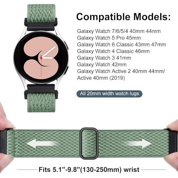 12 kpl venyviä rannekkeita Galaxy Watch 7 6 5 4 40 mm 44 mm rannekkeille, Galaxy 5 Pro 45 mm, 6 Classic 47 mm 43 mm, 4 Classic 46 mm 42 mm, Active