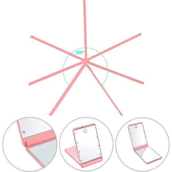 Reise speil kompakt sminke speil bærbar touch bryter forstørret opplyst lite speil med 8 LED lys for morsdag (tilfeldig farge