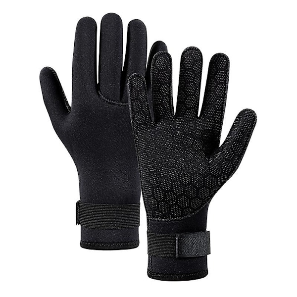 Neopren Dykkerhandsker Vinter Opvarmede Handsker Mænd Kvinder Dykker Vandtæt Snorkling Kanosejlads Sort Black_xx Black L