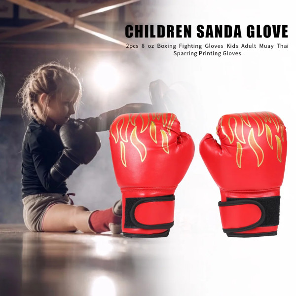 2st boxningshandskar för barn Ungdomsstansning Kickboxning Muay Thai-handskar Stansningsträning Sparringhandskar för 3-10 år Barn Red