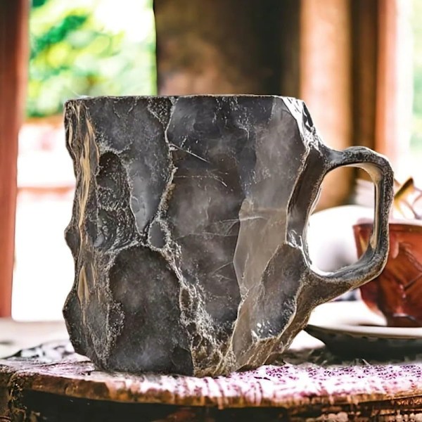 Mineralkrystall Kaffeekrus, Flerfargede Kaffeekrus med Håndtak, Elegant Krystallgave til Hjemmet og Kontoret black